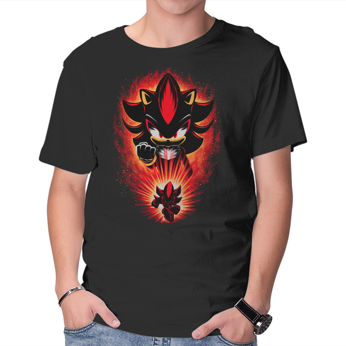 Unisex Crew Neck T-Shirt Shadow Of Chaos Graphic Short Sleeve Casual Tee L