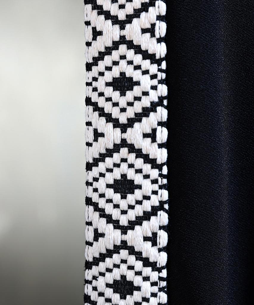 Kileutimuka Embroidered Ethnic Rope Wide Pants Black