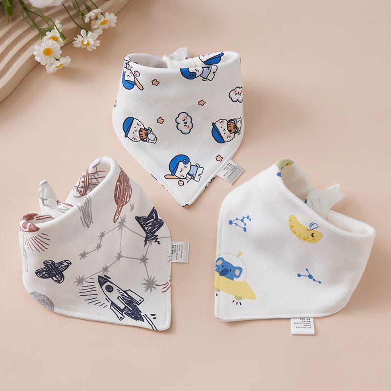 Newborn Pure Cotton Snap Bib - Double Layer Triangle Scarf for Babies