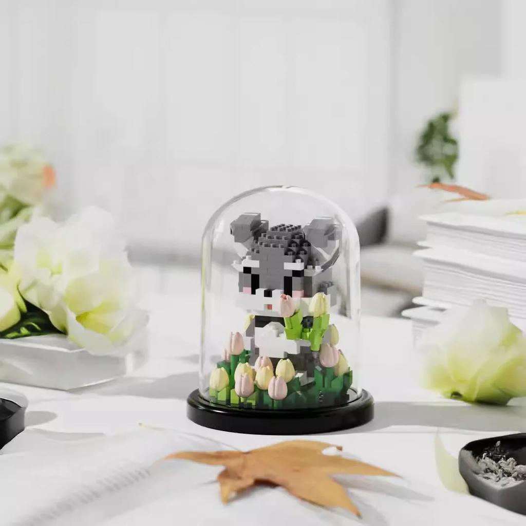 Non-Toxic Mini Building Block Animal Garden Cartoon Rabbit Rose Bricks Diy Assemable Eternal Flower Creative Educational Toys For Children