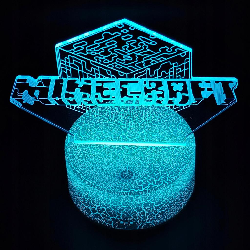 Minecraft Creeper Kinder Schreibtisch Nachttischlampe Mit 16 3D LEDs + Fernbedienung