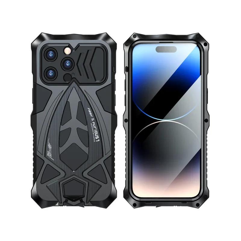

Shockproof Armor Metal Phone Case For iPhone 17 Pro Max 16 15 Inclusive Protection Phone Cover For Samsung S23 S22 S24 S25 Ultra For iPhone 17 ProMax чорний