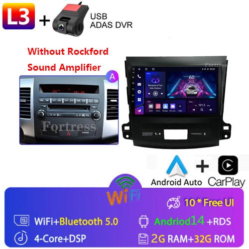 9"Android 14 Autoradio Carplay for Mitsubishi Outlander 2/Peugeot 4007/Citroen C-rosser Multimedia Video Player 4G GPS Stereo FM