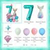 Mermaid Shell Themed Balloon Set with Numbers 1-9th Blue Purple Pink Latex Foil Balloons for Girl Princess Birthday Party Decor