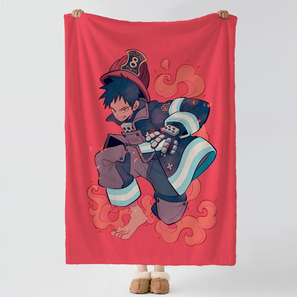 anime F-Fire Force-e Throw Thick Comfort Flannel Quilt, Multi-scene Use Indoor Outdoor Daily Nap