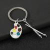2PCS Palette Keychain with Metal Chain Buckle Keyring Easy Carry Durable Alloy Artistic Palette Shape Key Holder for Art Lovers Bag Charms