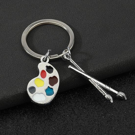 2PCS Palette Keychain with Metal Chain Buckle Keyring Easy Carry Durable Alloy Artistic Palette Shape Key Holder for Art Lovers Bag Charms