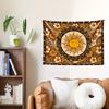 1 Bohemian Sun and Moon Tapestry with Floral and Celestial Patterns - Vintage Wall Hanging for Bedroom, Dorm, Polyester Fabric