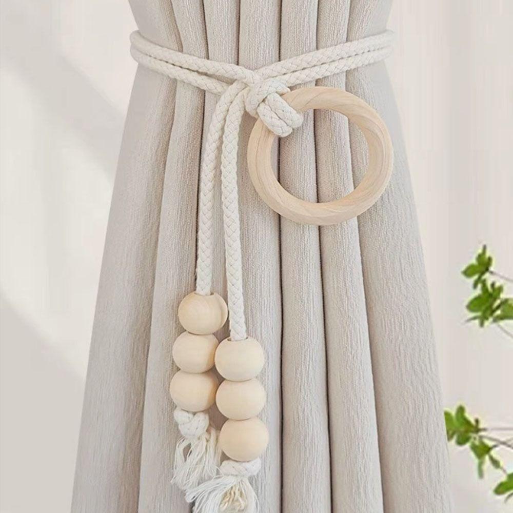 Simple Fringe Beaded Curtain Tieback No Punching Adjustable Curtains Holder Curtain Rope Home Curtain Accessories