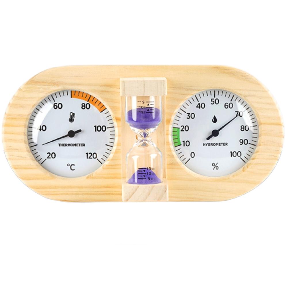 Sauna Thermohygrometer with Temperature and Humidity Display Wall Mounted Pine Wood Model for Sauna Monitoring