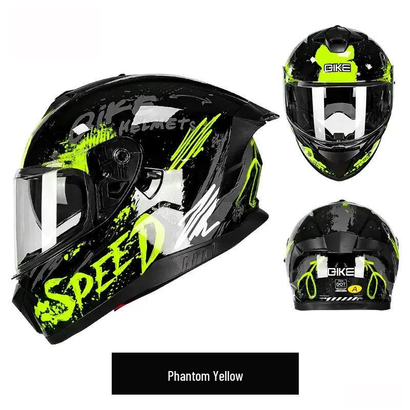 Unisex Double Lens Full Face Motorcycle Helmet with Large Tail Wing
