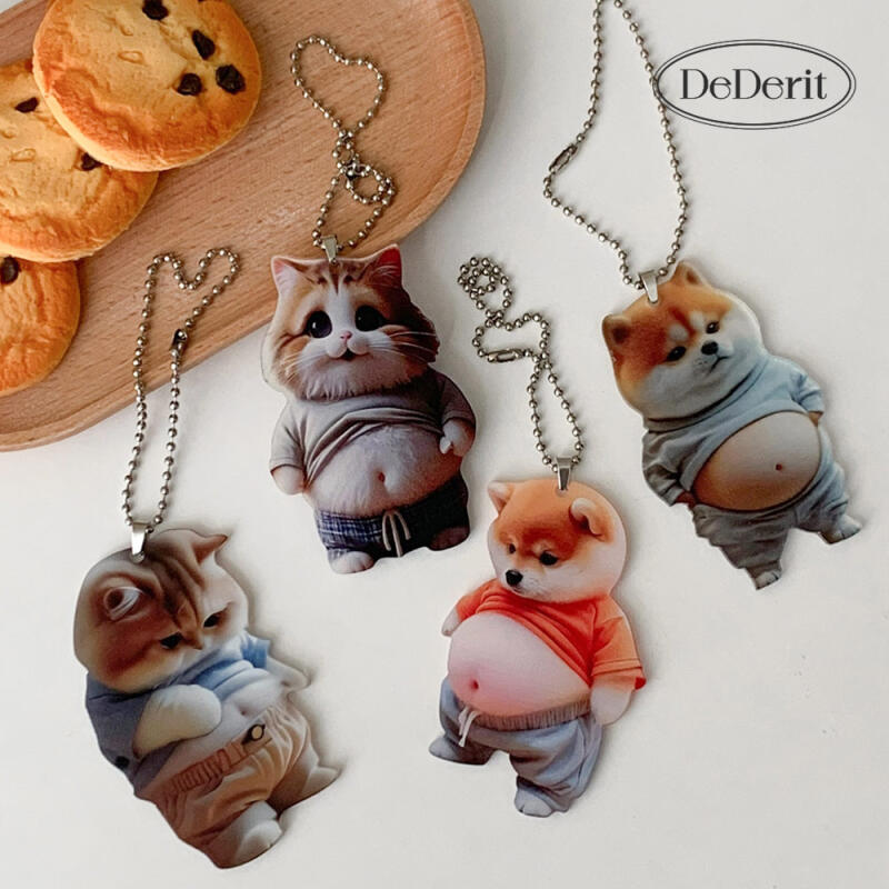 Katze Welpe dickes Kätzchen Hündchen Shiba Inu Acryl Schlüsselanhänger