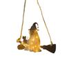 2D Flat Halloween Flying Broomstick Ghost Dark Style Iron Ghost Hanging Light with Broom Pumpkin Halloween Ghost Light