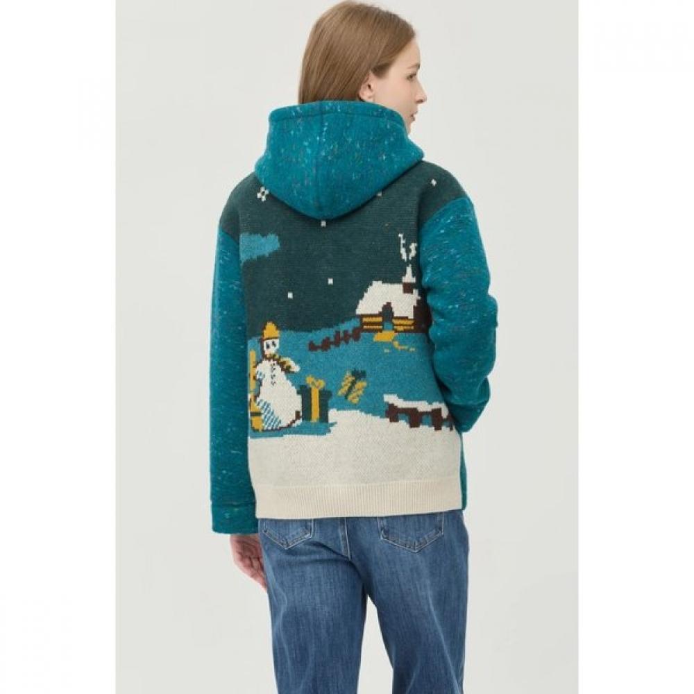 Benetton Jacquard Knit Hood Wool Jumper Bajp51561