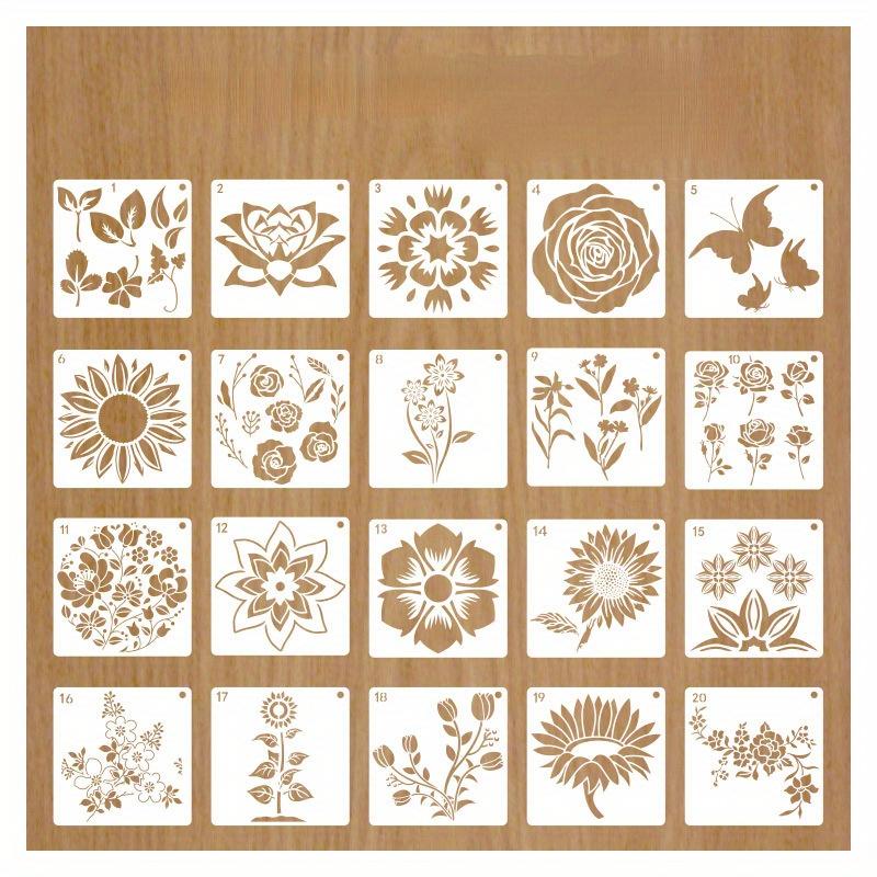 20pcs Flower Painting Stencils for DIY Sunflower Reusable Art Stencil Paint Template for Painting on Wood Glass and Canvas Decor