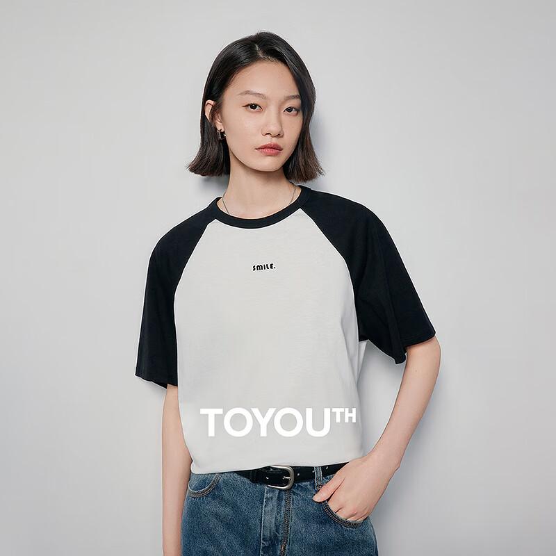 Chuyu Women s 2025 Summer Cotton Antimicrobial Contrast Letter Print Short Sleeve T-Shirt L