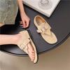 Outside the Flip-flops Holiday Beach Casual Versatile Flip-flops French Temperament Pinch Foot Belt Buckle Flat Bottom Cool Slippers Women