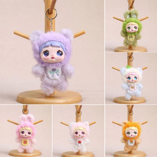 Vinil Bebek Peluş Anahtarlık Meyve Temalı Dolgulu Hayvan Kapüşonlu 14cm Sevimli Sırt Çantası Charmı ve Koleksiyonluk Oyuncak