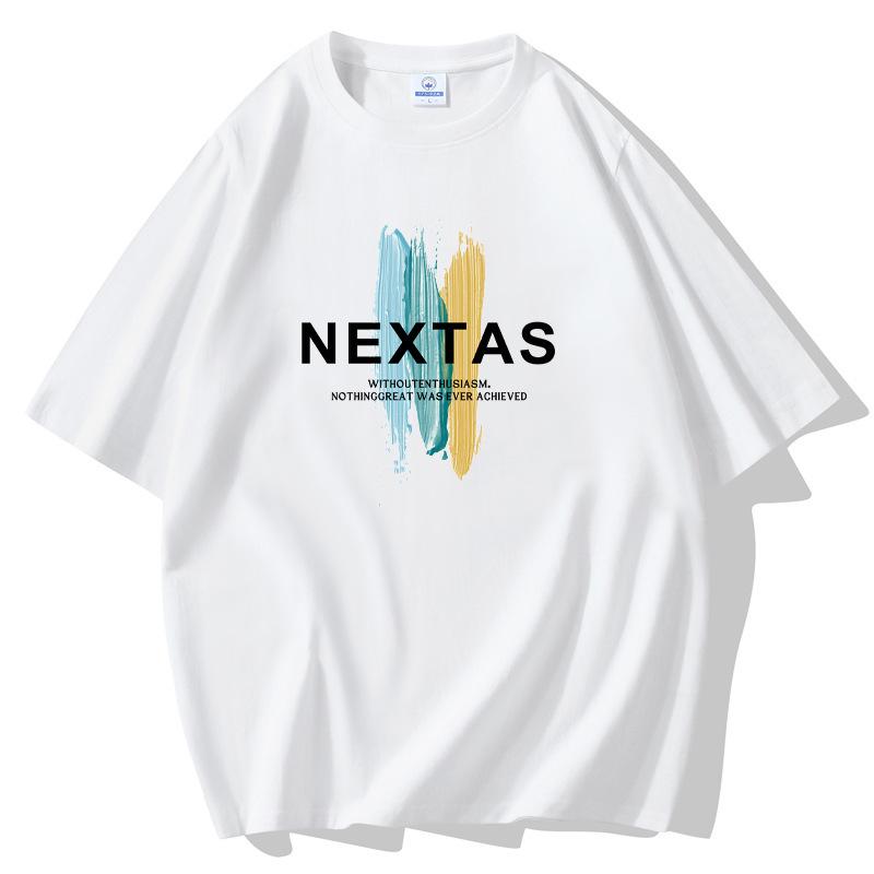 

S-5XL Nextas Men s Loose Short Sleeves T-Shirt 100% Cotton XL білий