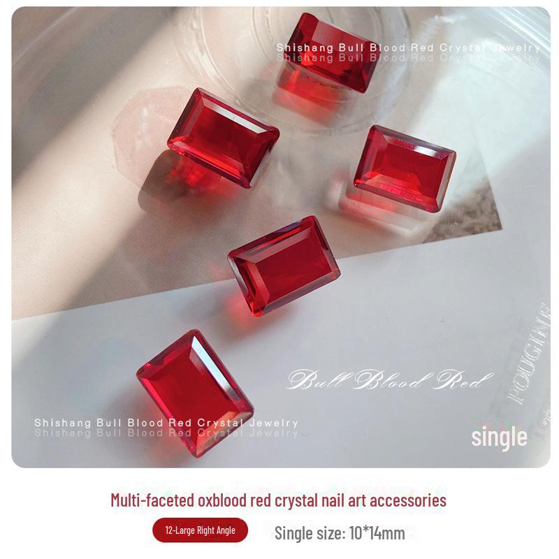 

Бычье-красное кристальное украшение для ногтей Diamond - заостренное, огранка Хуацзы, форма голубиного яйца, новогодние аксессуары