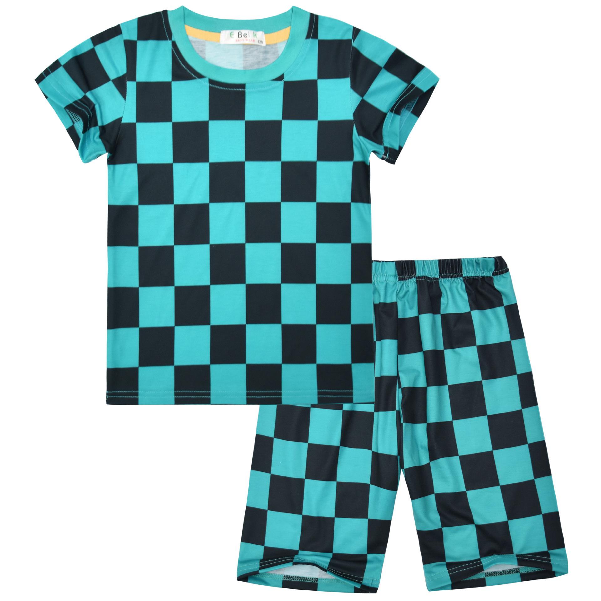 

Cartoon Digital Printing Medium And Older Children S Loungewear Set Short-Sleeved Two-Piece Pajamas 814 120