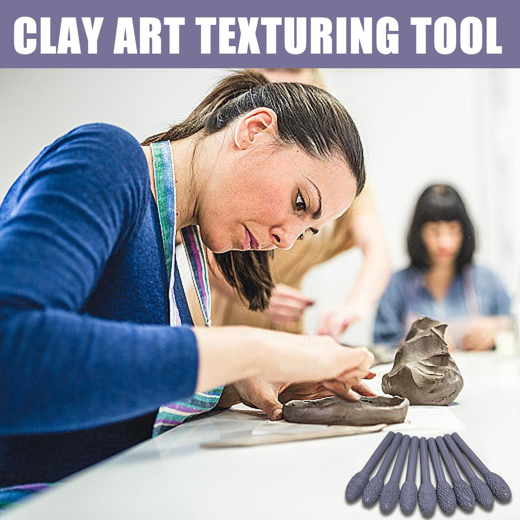 9Pcs Oval Shape Rollers Stick Pottery Clay Sculpting Sticks Pottery Texture Tool for Pottery Clay and Art Craft Project