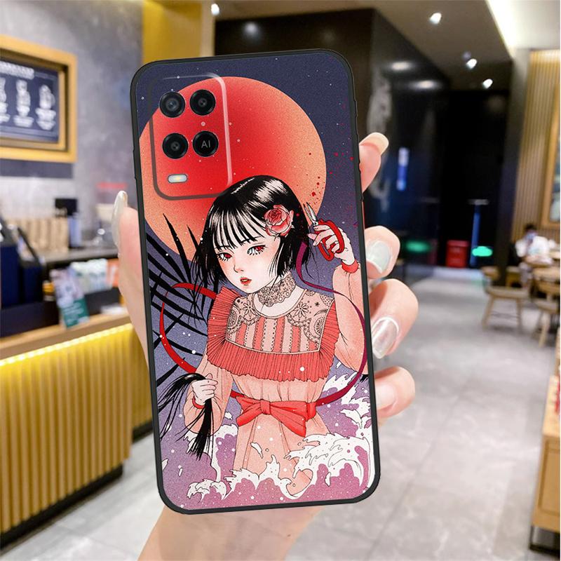 Cartoon Girl Aesthetic Case For Oppo A96 A76 A16 A17 A18 A60 A80 A40 A38 A58 A78 A98 A94 A74 A54 A15 A57 A77 A5 Pro