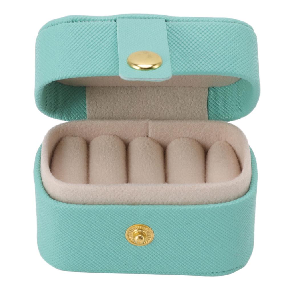Mini Ring Storage Box PU Leather Small Jewelry Box Organizer Small Travel Earring Case Blue