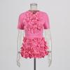 French Elegant Style Suit Irregular Three-dimensional Flower Top + Temperament Hip Skirt Women's