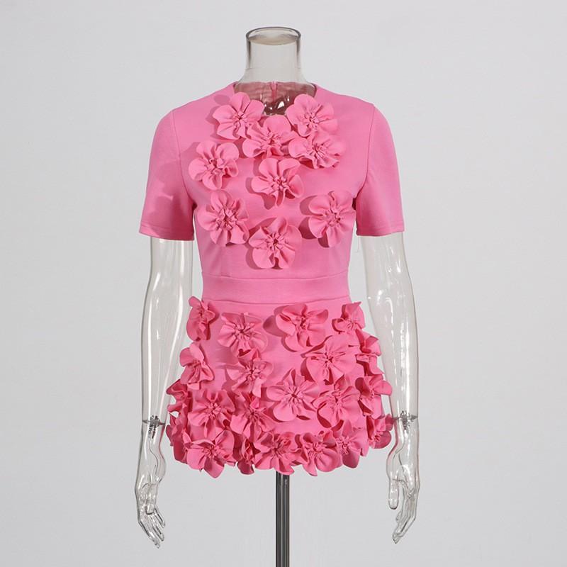 French Elegant Style Suit Irregular Three-dimensional Flower Top + Temperament Hip Skirt Women's