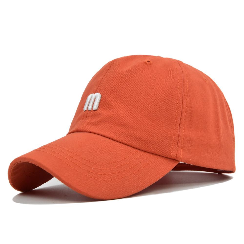 M Embroidered Baseball Cap - Korean Style 3d Embroidery Duckbill Cap - Couple's Baseball Cap - Sun Hat - Cotton