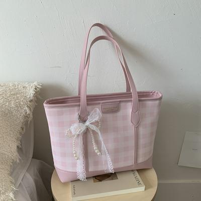 Plaid Large-capacity Shoulder Underarm Tote Bag Women's Summer New Fashionable Versatile Commuter Bag