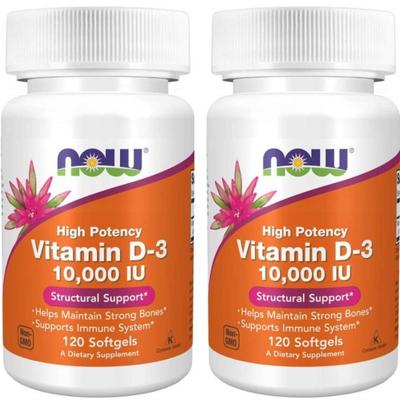 Now Foods Vitamin D-3 10000IU Softgel, 120 Tablets, 2 Units