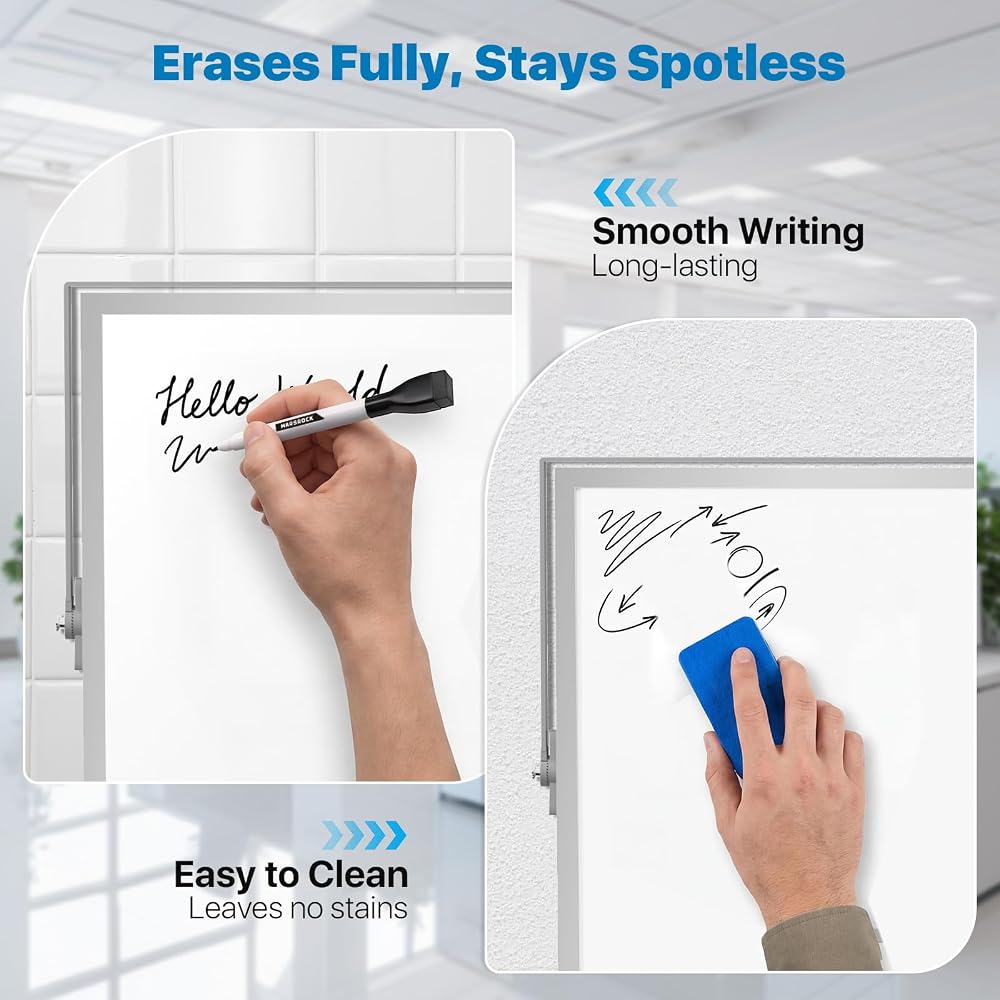 Marsrock Whiteboard, Plain Weekly Planner, Double-Sided, Freestanding, A3 Size, Desktop, Magnetic