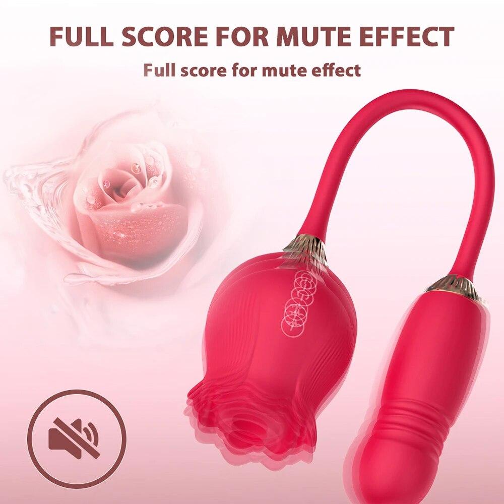 Rose Shape Vagina Sucking Vibrator Intimate Nipple Sucker Oral Licking Clitoris Stimulation Thrusting Powerful Sex Toy for Women