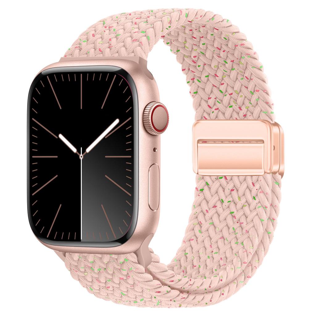 Elastisches Regenbogen-Nylon-Gewebe Apple Watch Armband mit Magnetverschluss