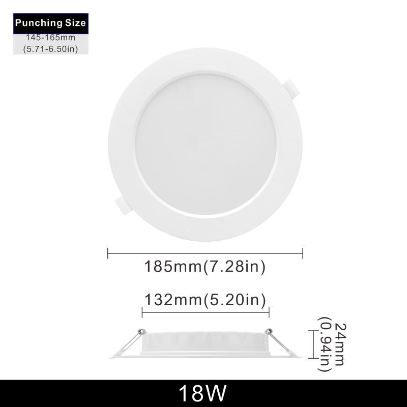 6pcs/lot 3/4/6/8 Inch Led Downlight 6W 9W 12W 18W 24W 220V Recessed Ceiling Light Round Led Panel Down Light Spotlight Lighting