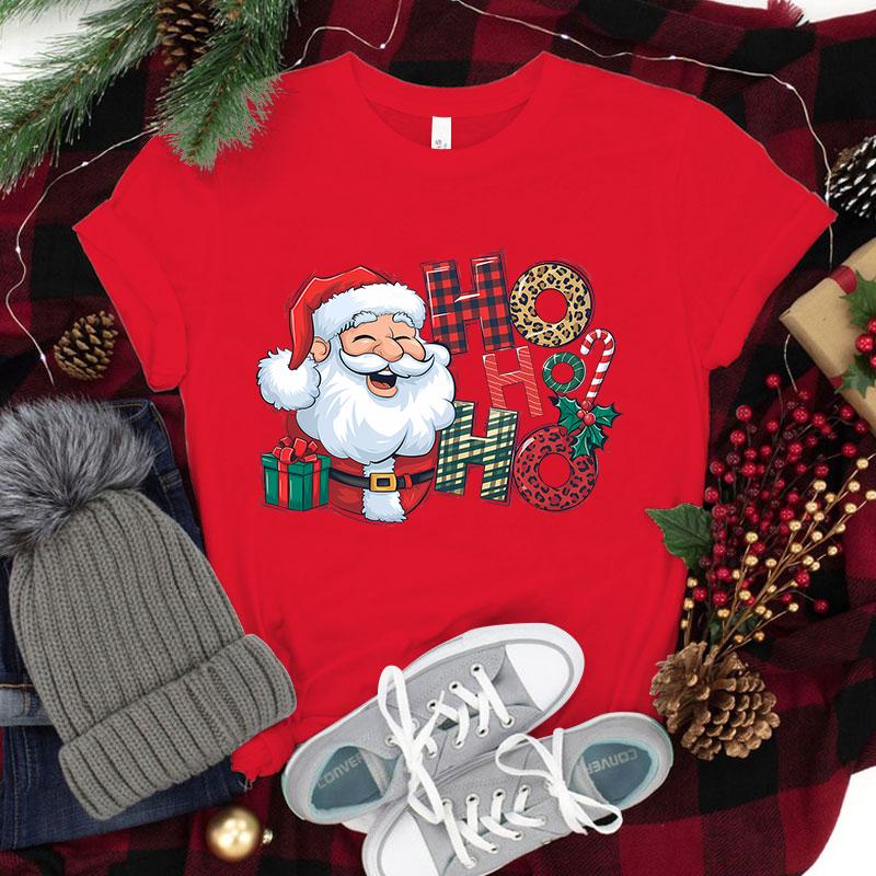 NEW Christmas Santa Claus Ho Ho Ho Print Casual T-Shirt Women Men T Shirt Summer Casual Short Sleeve Harajuku Tops Unisex Tops
