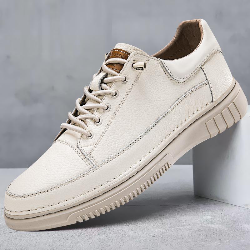 Men Spring and Autumn Outdoor Leisure Leather Non-slip Men Shoes Versatile Work Shoes Low Top Outdoor Walking Shoes Hiking Shoes