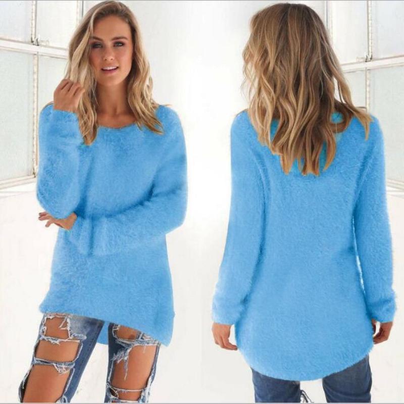 Women's Sweater Pullover with Long Sleeves and Round Neck Sweater