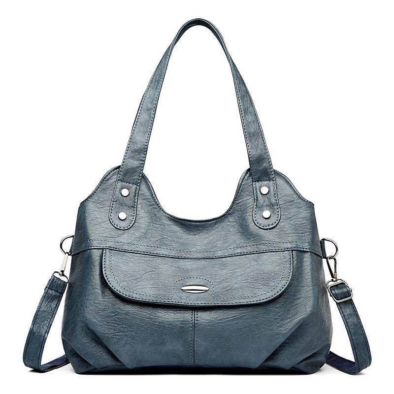 New women's medium mother bag large capacity washed leather fashion shoulder portable messenger bag casual women's bag