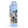 1PC Butterfly Multi Layer Floral Frame Print 750ml Color Plastic Sports Water Bottle Leakproof Flip Straw Lid Suitable for Sports Office Home Use