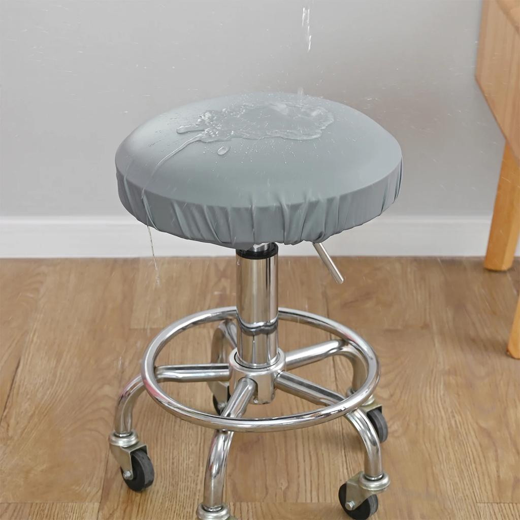 1pc Elastic PU Waterproof Round Stool Cover Bar Beauty Salon Chair Protective Cover Hotel Chair Slipcover