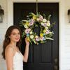 Easter Door Wreath Colorful Realistic Spring Ornament Artificial Easter Garland Door Decor For Indoor Window Mantel Restaurant