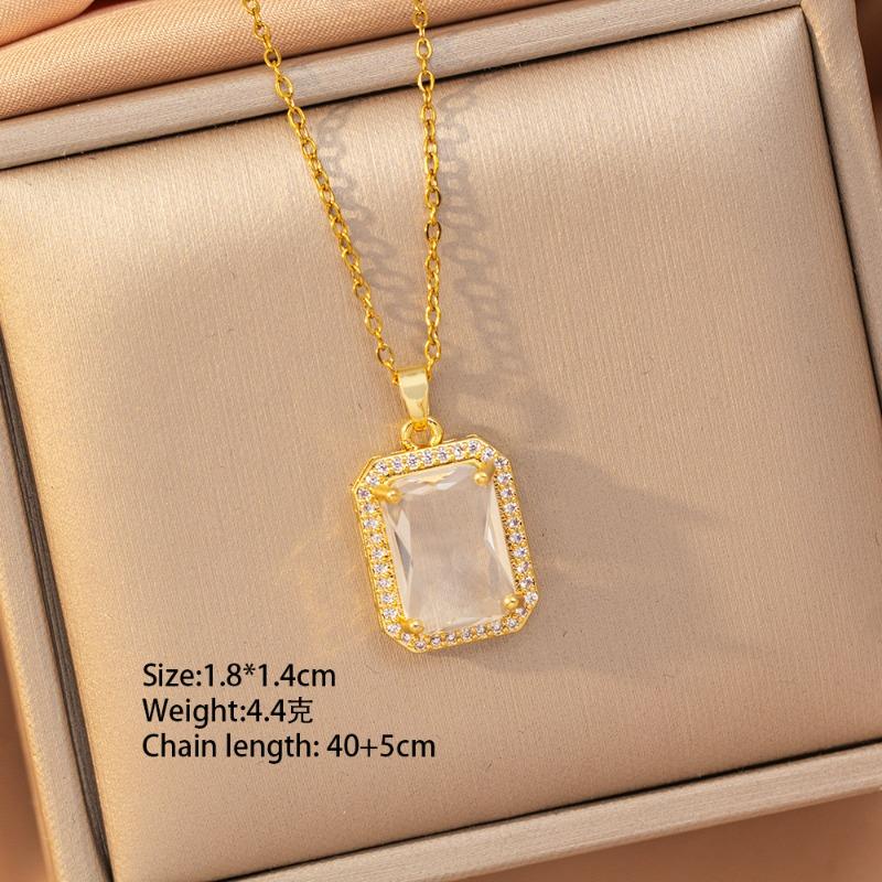[Titanium Steel] Necklace Women's Copper Micro-inlaid Electroplating Advanced Sense Delicate Clavicle Chain Jewelry
