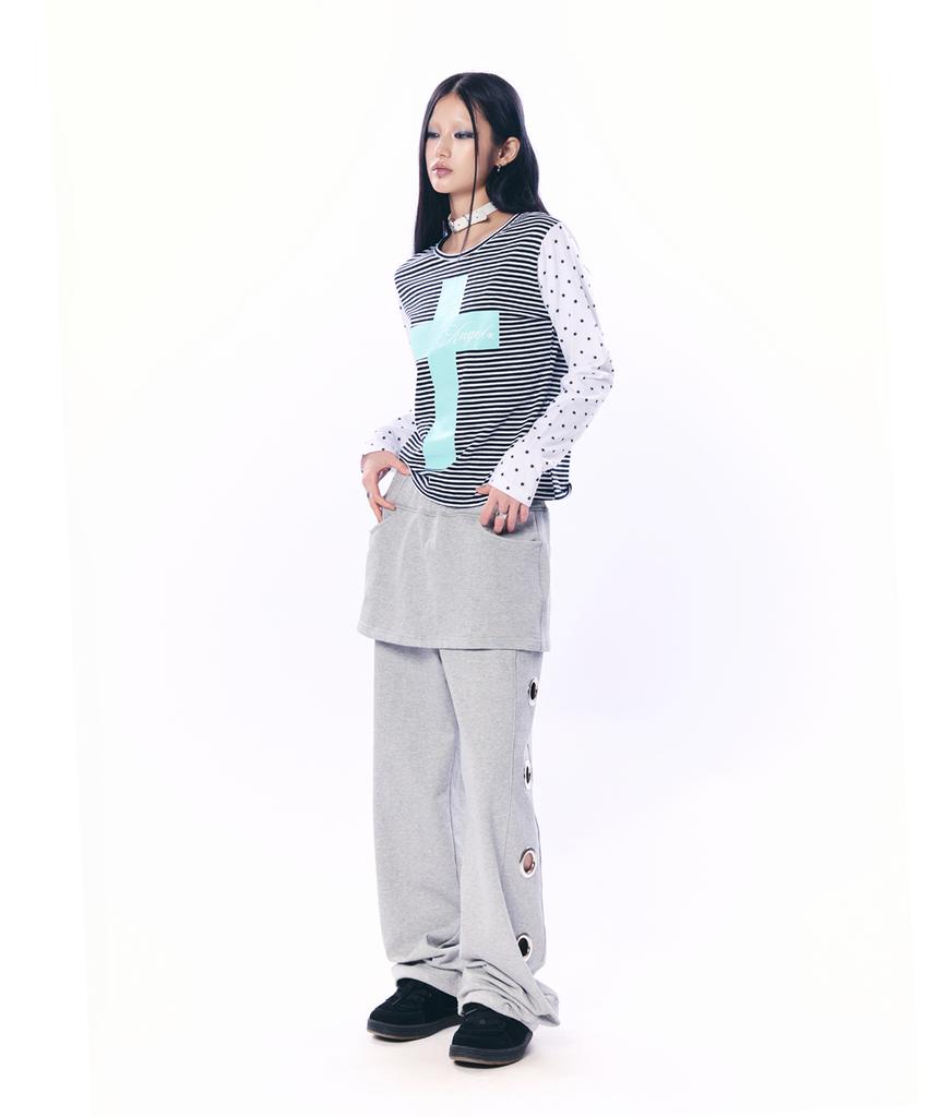 SETUP-EXE Mixed Pattern Top / Black