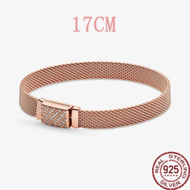 925 Sterling Silver Snake Chain Bracelets Charm Pendientes Mujer 925 Original Bracelet For Women Fine Jewelry Clasp Bangle Gift