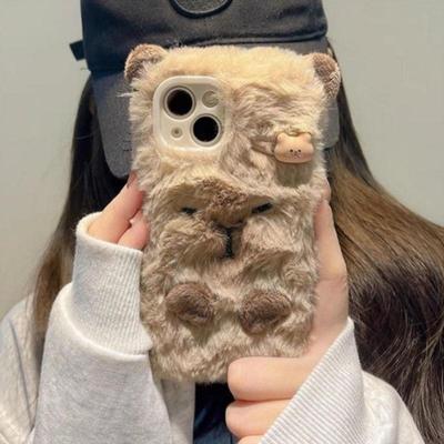 Kawaii Capybara iPhone Handyhülle Herbst und Winter Plüsch Rundumschutz Anti-Fall Geeignet für iPhone15/14/13/12/11Promax