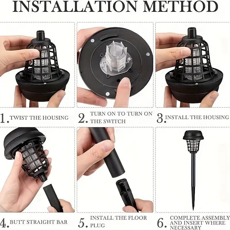 Soldrivna utomhusmyggdödare med belysning, lämpliga för inomhus- och utomhusbruk i trädgårdar och på gårdar