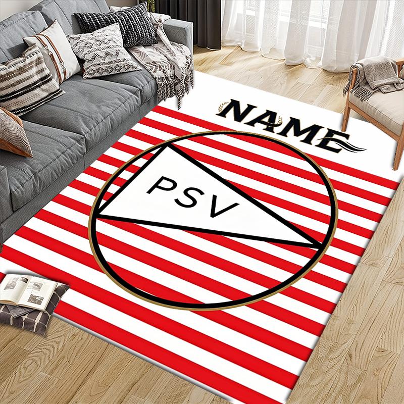 Custom Name,PSV Eindhoven Home Sofa Decoration for Living Room & Bedroom, Non‑Slip Play Flannel Floor Mat for Game Room